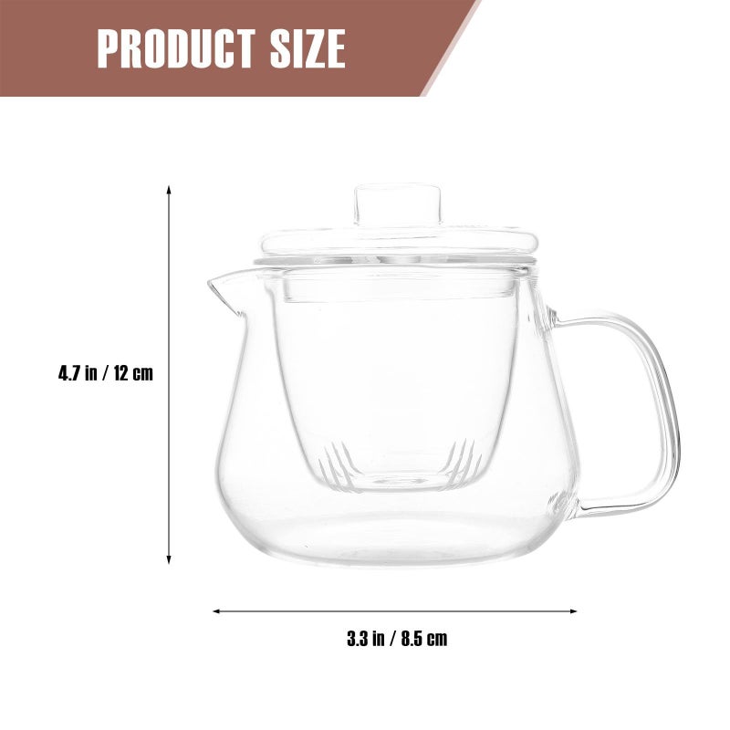 Heat Resistant Glass Teapot 500ml With Duckbill Spout And Loose Tea Holder - Image 3