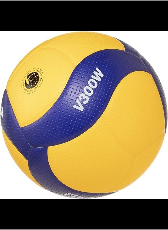 Mikasa - V300W-V Fiva Official Volleyball Competition Ball Size 5 Yellow/Blue - Image 1