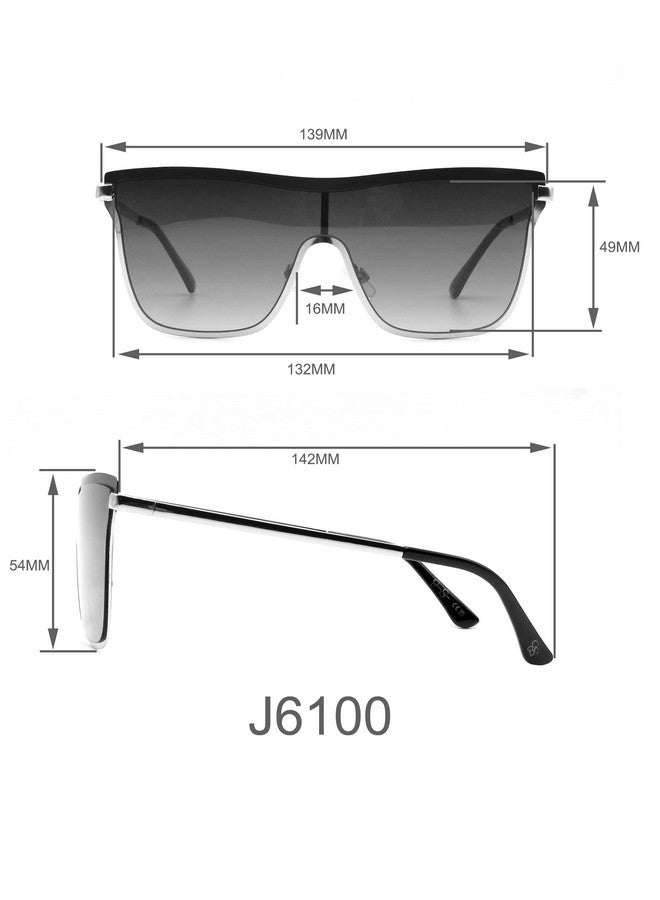 Jessica Simpson Women'S J6100 Chic Square Metal Shield Sunglasses With Uv400 Protection Glamorous Sunglasses For Women 132Mm - Image 2