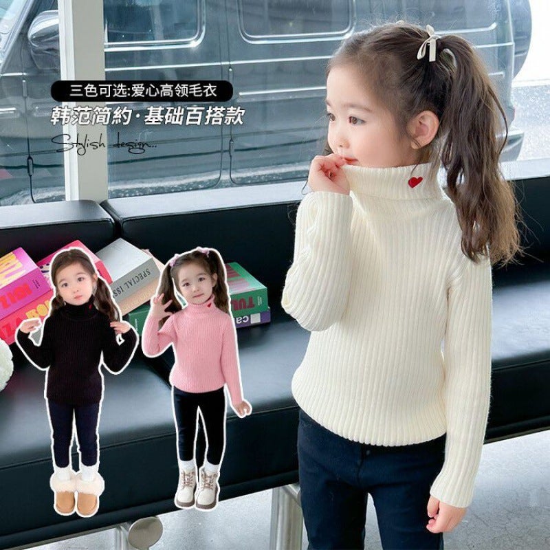 [ Girls Turtleneck Sweater Children'S Western Style Bottoming Sweater Baby Girl Autumn Wear - Image 1