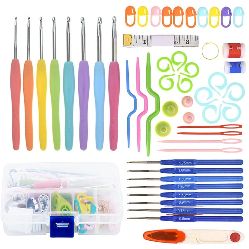 Maharsh 5286 Pcs Crochet Hook Set 16 Sizes 06mm6mmL Ergonomic Soft Grip Handles Crochet Needles Kit with Plastic Box for Arthritic Hands Crochet Starter Kit for Beginners Set of 52PCS - Image 1
