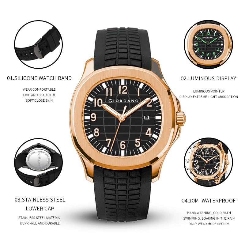 Giordano Precision and Comfort Analog Watch for Men with Textured Dial & Trendy Silicone Band - Image 4