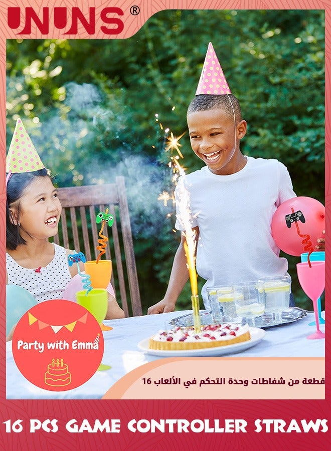 يو إن يو إن أس 16 Pcs Party Straws,Game Controller Drinking Straws,Video Game Party Favors,Reusable Gaming Plastic Straws,Goodie Gifts For Kids Gamer Beach Party Supplies Decorations,Disposable Straws - Image 4