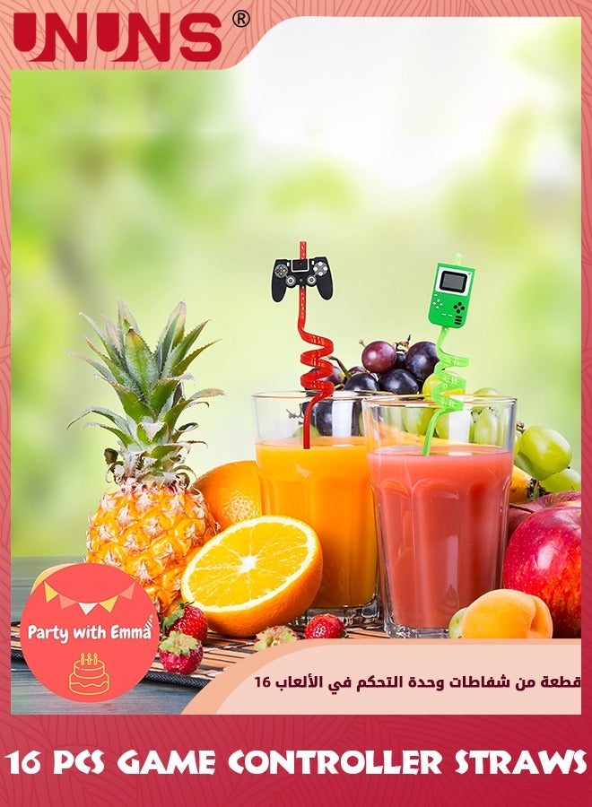 يو إن يو إن أس 16 Pcs Party Straws,Game Controller Drinking Straws,Video Game Party Favors,Reusable Gaming Plastic Straws,Goodie Gifts For Kids Gamer Beach Party Supplies Decorations,Disposable Straws - Image 2