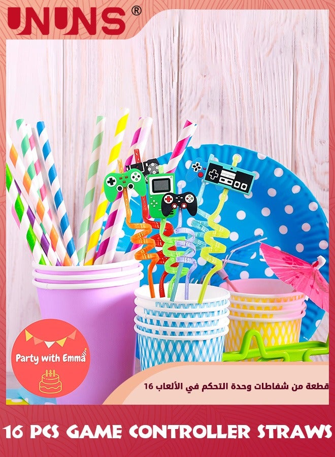 يو إن يو إن أس 16 Pcs Party Straws,Game Controller Drinking Straws,Video Game Party Favors,Reusable Gaming Plastic Straws,Goodie Gifts For Kids Gamer Beach Party Supplies Decorations,Disposable Straws - Image 3