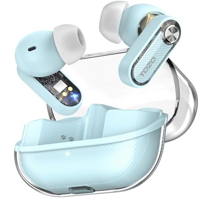 TOZO Crystal Pods Hybrid Active Noise Cancelling Wireless Earbuds, 10Mm Drivers Deep Bass Stereo Sound, 4 Mics Smart Enc Ai Calls, 32 Eq Via App, Bluetooth 5.4 Headphones, Crystal Case Design - Image 4