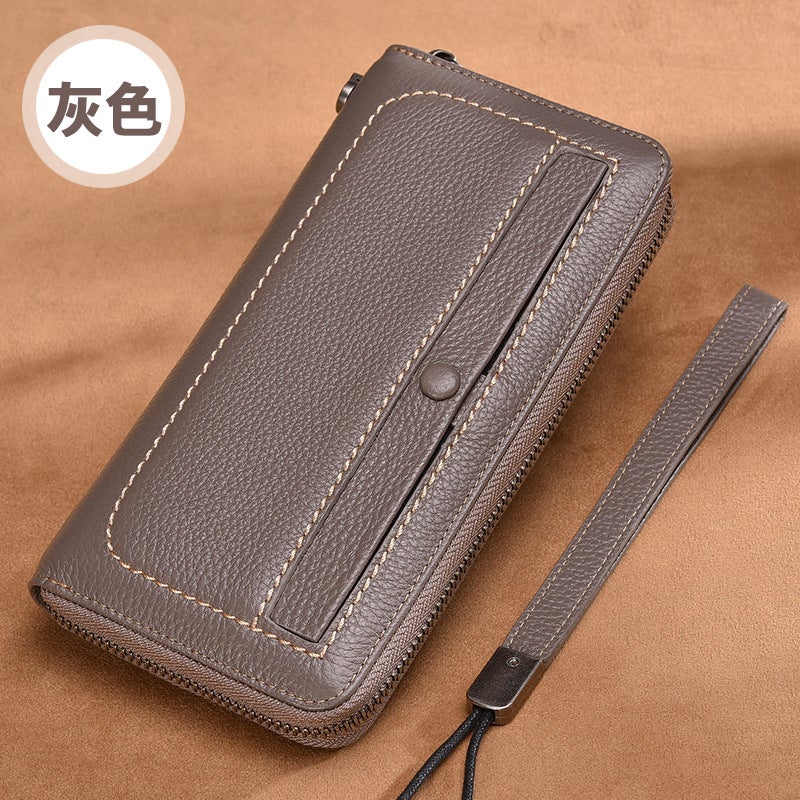 New Wallet Men'S Long Zipper Clutch Bag Women'S Cowhide Wallet Casual Large Capacity Genuine Leather Clutch - Image 1