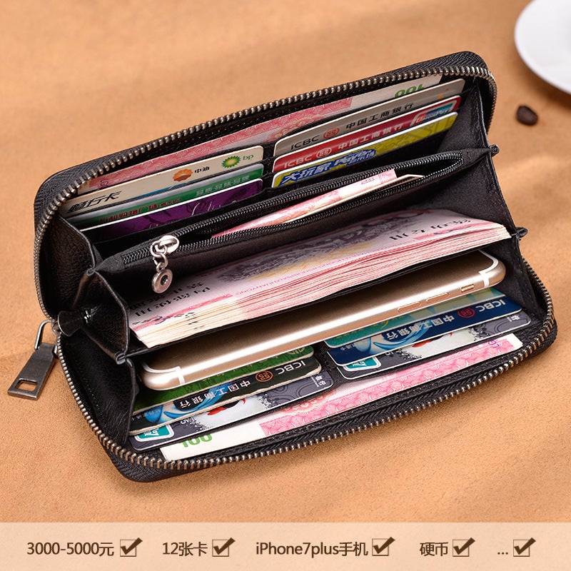 New Wallet Men'S Long Zipper Clutch Bag Women'S Cowhide Wallet Casual Large Capacity Genuine Leather Clutch - Image 4