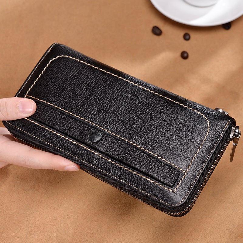 New Wallet Men'S Long Zipper Clutch Bag Women'S Cowhide Wallet Casual Large Capacity Genuine Leather Clutch - Image 2