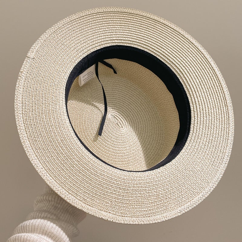 Beige French Elegant Polka Dot Straw Hat for Women - Image 5