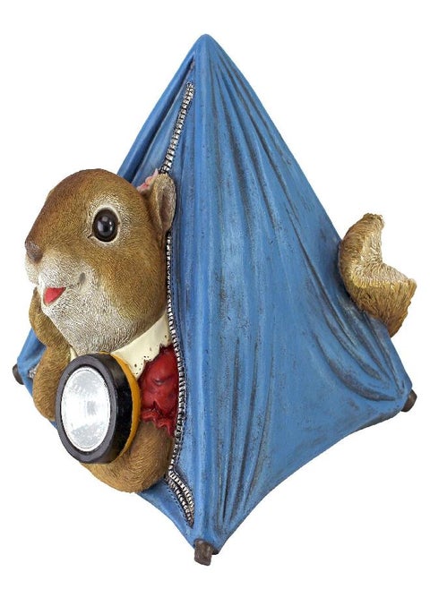 Design Toscano QM2811700 Backyard Camper Squirrel Solar Statue, full color