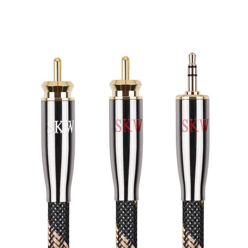 SKW Audiophile Ultrahigh Purity Copper Audio Cable 35mm Male to 2 RCA Male Audio Auxiliary Stereo Y Splitter Adapter Cable 32ft1M - Image 2