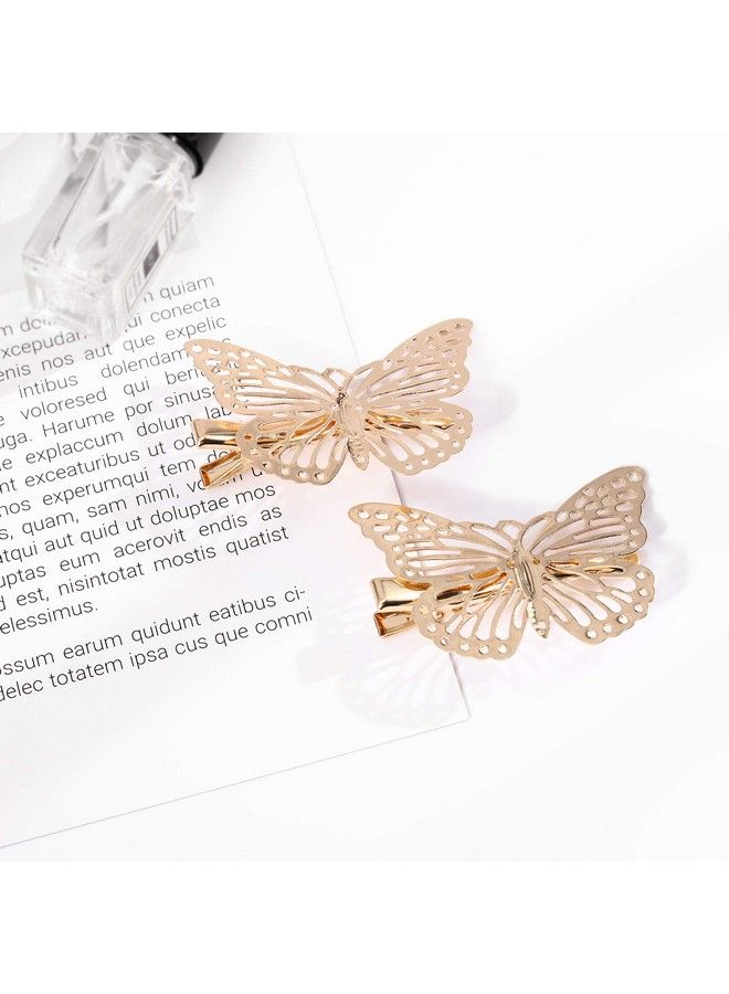 Blufly Vintage Butterfly Hair Clips Gold Hollow Geometric Hair Pin Papillon Barrette Hairgrip Styling Tools For Women And Girls (Pack Of 4) - Image 3