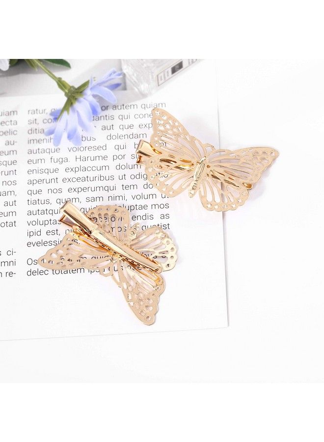 Blufly Vintage Butterfly Hair Clips Gold Hollow Geometric Hair Pin Papillon Barrette Hairgrip Styling Tools For Women And Girls (Pack Of 4) - Image 4