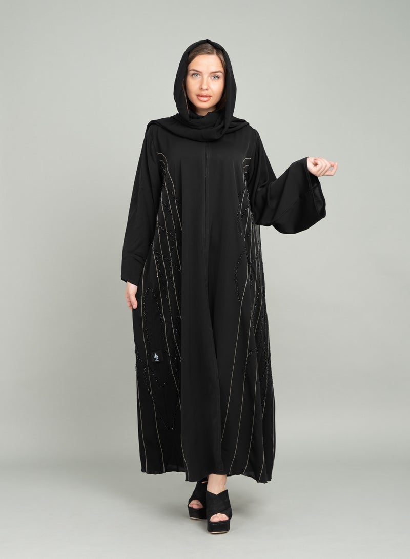 IKKXA Elegance Emboidery Emirati Abaya AIK5084 - Image 1