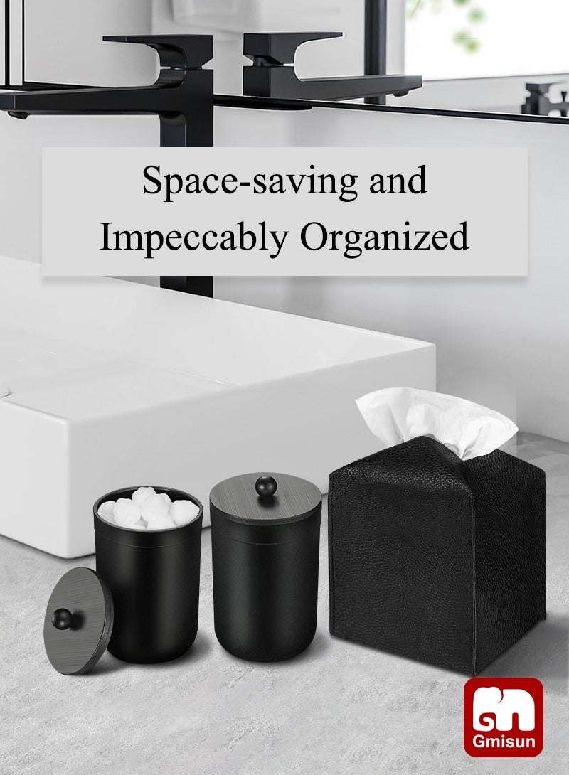 Gmisun 10-Piece Black Bathroom Accessories Set | Includes Trash Can, Soap Dispenser & Toothbrush Holder | Waterproof ABS Plastic | 30x30x40cm - Image 4