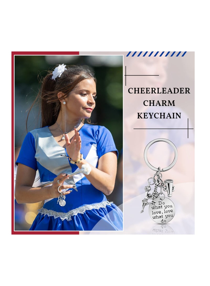 Excefore Cheerleader Charm Keychain, Cheerleading Gifts Cheer Stuff Cheer Team Gifts Cheer Jewelry for Girls Women, Silver (6 Pcs) - Image 4