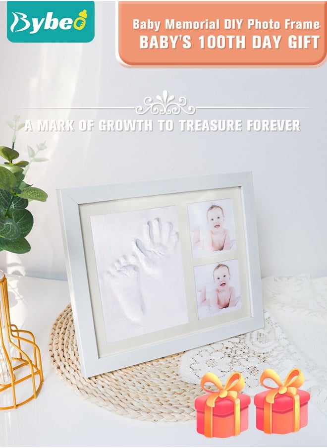 Bybeo Baby Handprint and Footprint Maker Kit for Newborn Boys Girls, Infant Milestone Picture Frames for Toddlers, Best New Mom Gift - Foot Impression Photo Keepsake for Girl & Boy  - Image 1