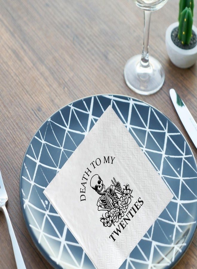 SWEETTALA Death to My Twenties Napkins, 50 Pcs White and Black 30th Birthday Cocktail Napkin, RIP Twenties Birthday Party Decorations, Dirty Thirty, 30 Years Old Birthday Party Supplies, 3 Ply - Image 3