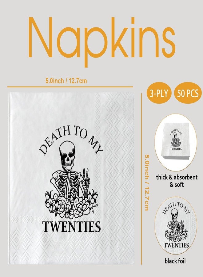 SWEETTALA Death to My Twenties Napkins, 50 Pcs White and Black 30th Birthday Cocktail Napkin, RIP Twenties Birthday Party Decorations, Dirty Thirty, 30 Years Old Birthday Party Supplies, 3 Ply - Image 2