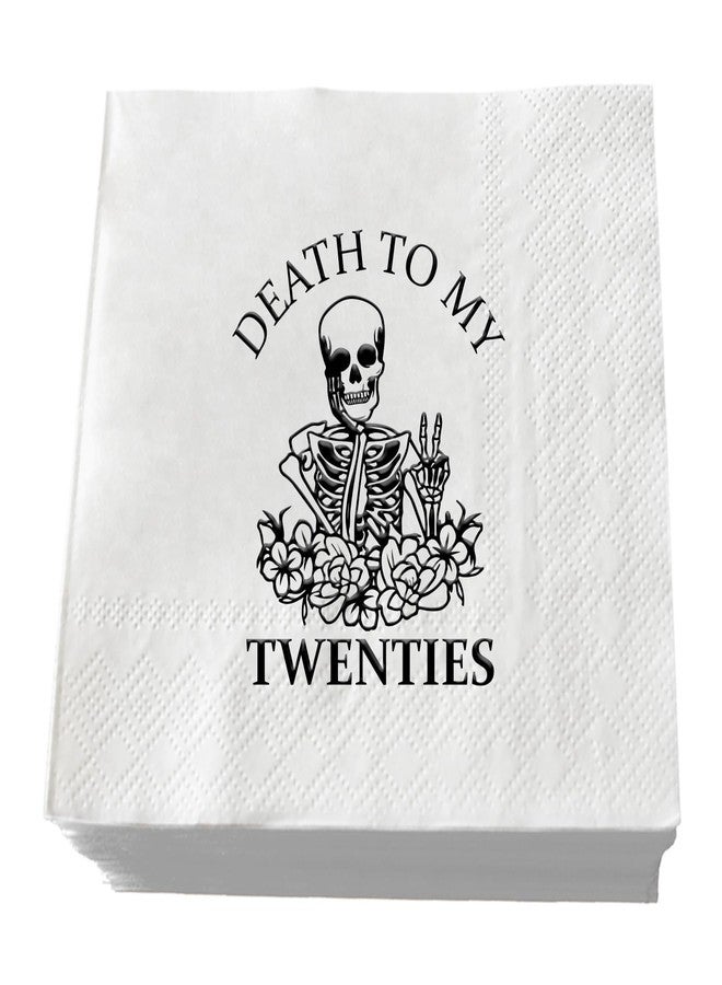 SWEETTALA Death to My Twenties Napkins, 50 Pcs White and Black 30th Birthday Cocktail Napkin, RIP Twenties Birthday Party Decorations, Dirty Thirty, 30 Years Old Birthday Party Supplies, 3 Ply - Image 1