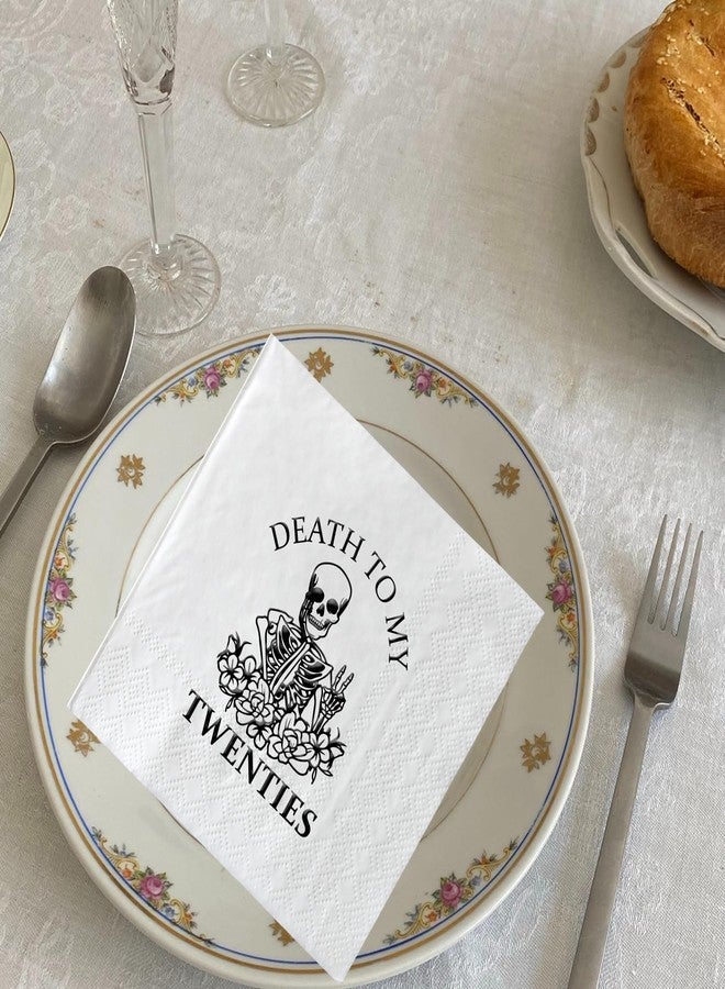 SWEETTALA Death to My Twenties Napkins, 50 Pcs White and Black 30th Birthday Cocktail Napkin, RIP Twenties Birthday Party Decorations, Dirty Thirty, 30 Years Old Birthday Party Supplies, 3 Ply - Image 5