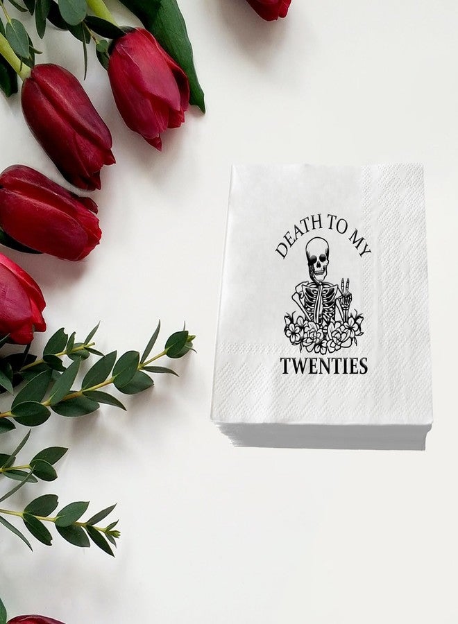SWEETTALA Death to My Twenties Napkins, 50 Pcs White and Black 30th Birthday Cocktail Napkin, RIP Twenties Birthday Party Decorations, Dirty Thirty, 30 Years Old Birthday Party Supplies, 3 Ply - Image 4