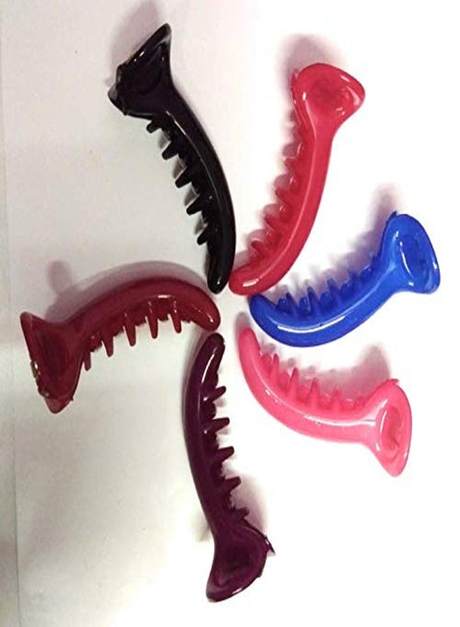 trendsetter مشابك شعر بلاستيكية ملونة على شكل موزة / مشابك شعر / مشابك شعر على شكل موزة / مشبك ميرشي للنساء والفتيات (مجموعة من 6 قطع) - Image 3