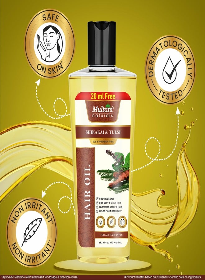 Multani زيت الشعر من مولتاني ناتشورالز، بخلاصة الشيكاكاي والتولسي | زيت أيورفيدي لنمو الشعر، يمنحه قوة ولمعانًا | يتحكم في تساقط الشعر، والقشرة، والشيب المبكر | للرجال والنساء | خالٍ من البارابين وكبريتات لوريل الصوديوم | ٢٧٠ مل - Image 2