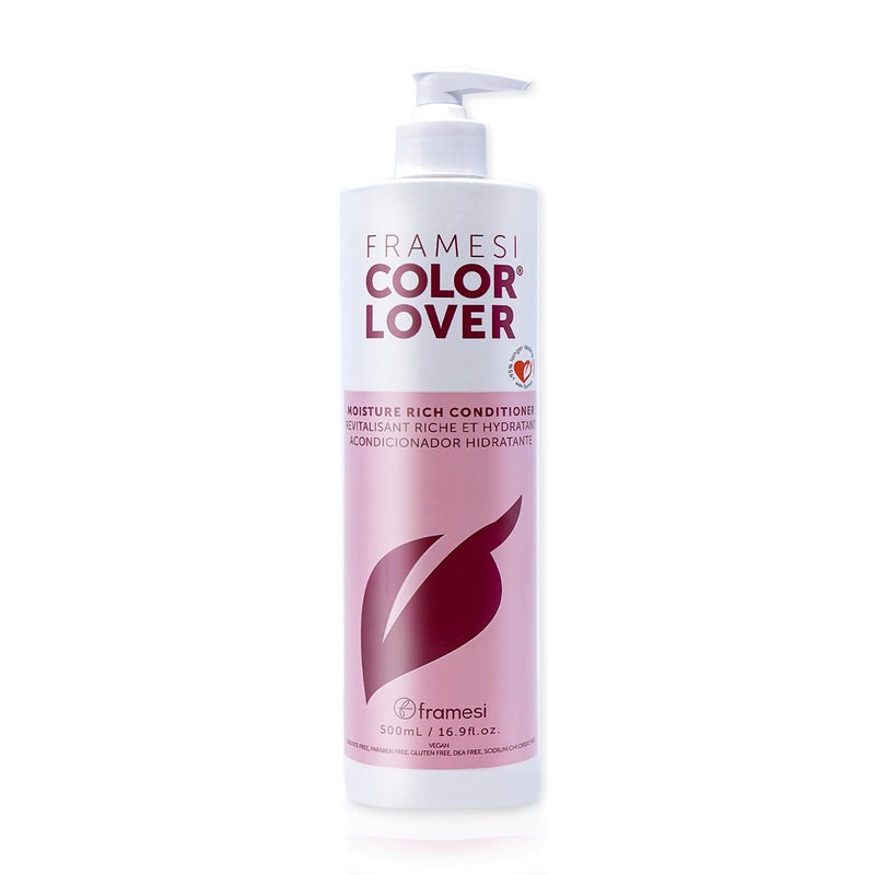 Framesi Color Lover Moisture Rich Conditioner, 16.9 fl oz, Sulfate Free Conditioner with Coconut Oil and Quinoa, Color Treated Hair
