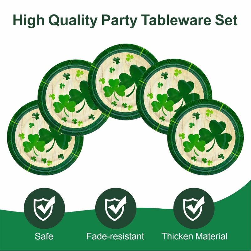 Aixuler St Patrick's Day 40Pcs Disposable Paper Plates,Including 20pcs 9" and 20pcs 7" Plates,Strong and Sturdy Disposable Plates for St Patrick's Day Party, Dinner, Holiday, Picnic,Dinner Table, Wedding - Image 3