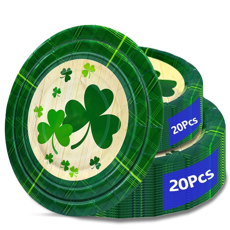 Aixuler St Patrick's Day 40Pcs Disposable Paper Plates,Including 20pcs 9" and 20pcs 7" Plates,Strong and Sturdy Disposable Plates for St Patrick's Day Party, Dinner, Holiday, Picnic,Dinner Table, Wedding - Image 1