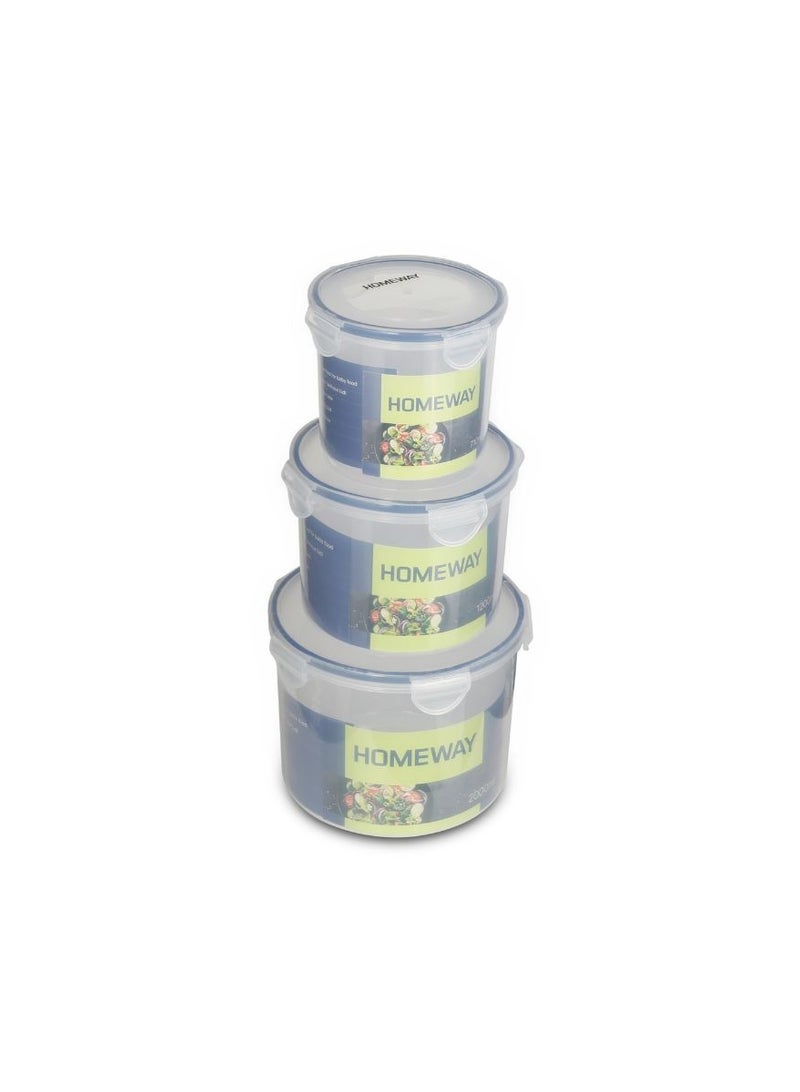 Homeway HW3799 Round Storage Container Set, 3 Pieces (0.71L + 1.2L + 2L), Multi-Size Food Storage Containers for Kitchen & Pantry Organization - Image 1