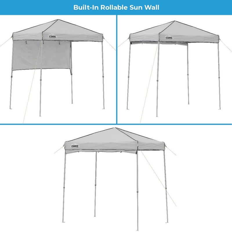 Core Instant Straight Leg Canopy Tent with Adjustable Sun Wall, 6 ft x 4 ft , Gray - Image 3