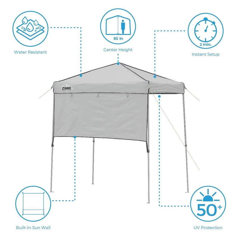 Core Instant Straight Leg Canopy Tent with Adjustable Sun Wall, 6 ft x 4 ft , Gray - Image 4