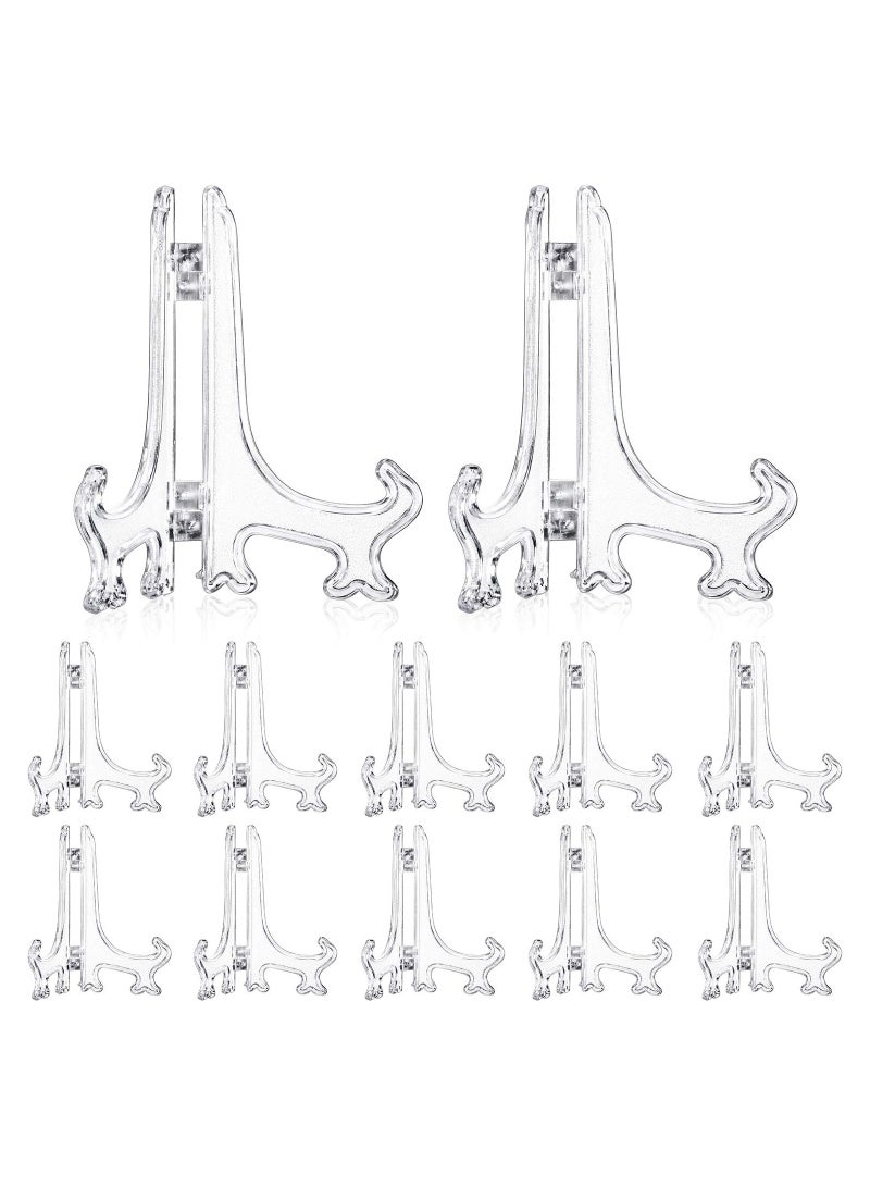 KASTWAVE 12 Pieces Plastic Easel Stands Plate Stands Holders, KASTWAVE Picture Easel Stand Clear for Display Picture Frame Collectibles Desktop Weddings Party Home Decoration (6 Inches)  - Image 1