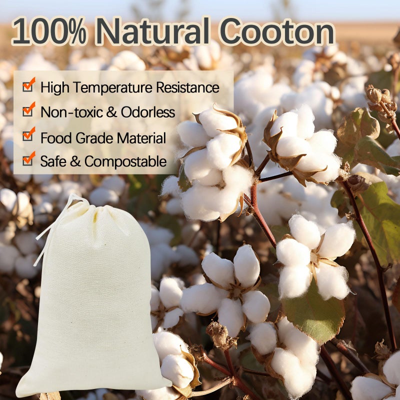 ARKBAODAN 200PCS 3x4 Small Muslin Cloth Bags with Drawstrings - Reusable Empty Spice & Herb Bags for Cooking, Potpourri, cloth tea bags, cloth bags bulk - Image 4