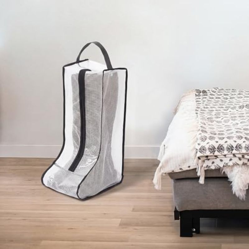 حقيبة أحذية شفافة 19 × 11 × 8 بوصة بتصميم PVC شفاف للتعرف الفوري - تخزين أحذية مقاوم للماء مع سحاب إغلاق محكم لأحذية رعاة البقر وأحذية الثلج - Image 4