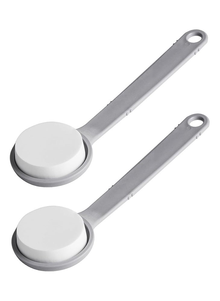 meayul Bath Brush 2 Pack Back Scrubber and Lotion Applicator with Long Handle for Exfoliating and Moisturizing - Image 1