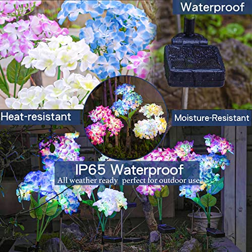 TONULAX Solar Garden Lights - 3 Pack Upgraded Version Outdoor Lights, Colorful Hydrangea Flower Light for Yard Decor, Garden Decoration, Two Lightning Modes & Enlarged Solar Panel - Image 5