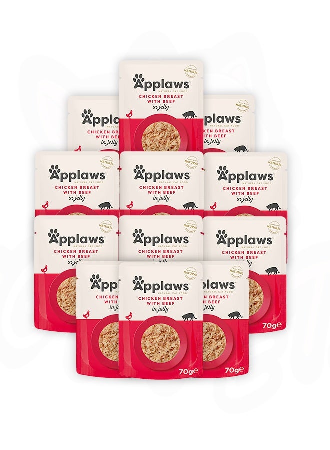 Applaws Chicken With Beef In Jelly Adult Wet Cat Food - 70GM (Pack Of 12) - Image 1