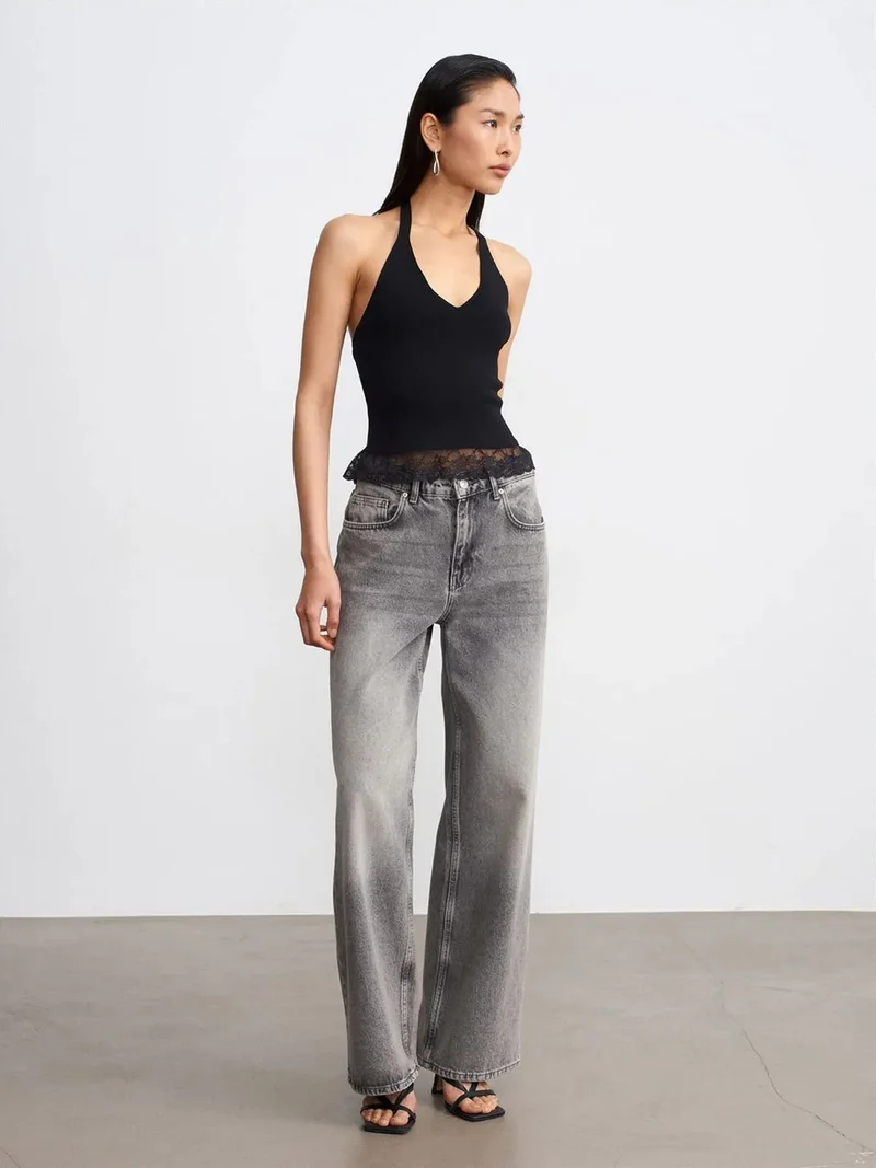 ديلفين Dilvin Sleeveless Ribbed Halterneck Blouse