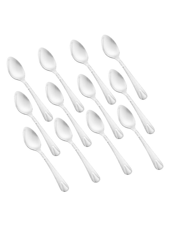 Hic 12-Piece Stainless Steel dessert spoon Set Silver - Image 1