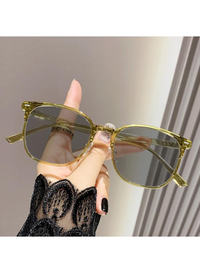 Generic Korean-style Photochromic Glasses Large Frame Plain Anti-blue Light Myopia Glasses Frame Women's Ultra-light Slimming Plain Glasses 