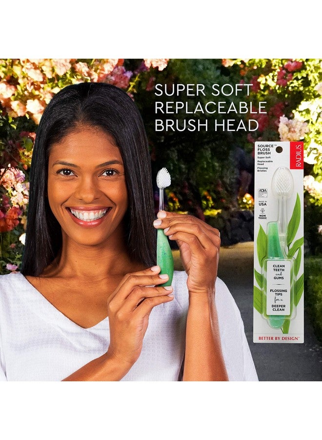 RADIUS Toothbrush Source Floss Brush BPA Free & ADA Accepted Improve Gum Health & Reduce Gum Issues - Super Soft - Cornstarch/Wood/Money - Pack of 3 - Image 4