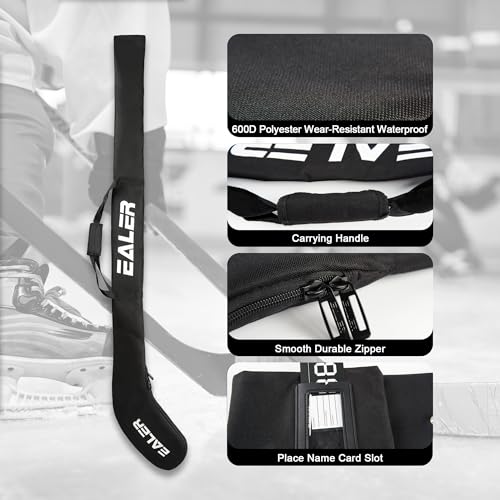 EALER HB200 Adult One Shoulder Hockey Stick Bag - Black, Light, Waterproof, Adjustable Ice Hockey Equipment for Men Senior - Image 4