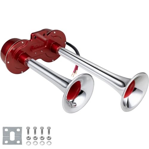 BANHAO Train Horn Kit Universal Electric Horns Dual Trumpet 130dB Super Loud Air Horns For Any 12v Vehicles Trucks/Lorrys/Trains/Boats/Cars/SUV/Pickup/Golf Cart, Aluminum alloy+ABS（chrome-plating） - Image 1