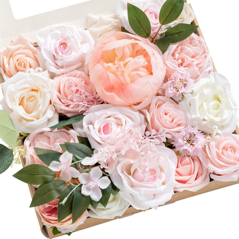 Ling's moment Ling's Moment Blush Silk Artificial Flowers Combo for Wedding Bouquets Centerpieces Flower Arrangements Decorations Bridal Shower  - Image 1
