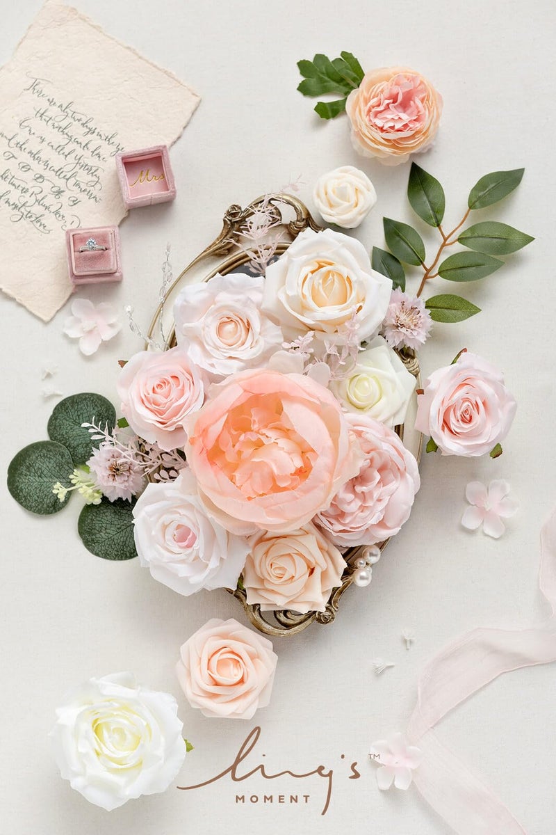 Ling's moment Ling's Moment Blush Silk Artificial Flowers Combo for Wedding Bouquets Centerpieces Flower Arrangements Decorations Bridal Shower  - Image 4