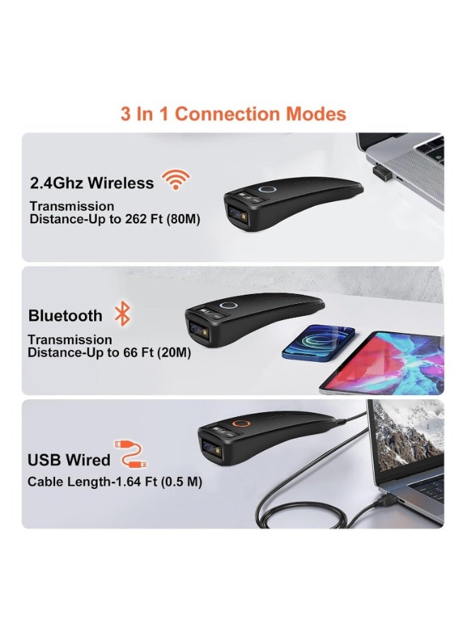ZYWELL Mini Bluetooth Barcode Scanner, Wireless 2D QR 1D Bar Code Scanners with OLED Digital Display & AI Voice, Small Portable Handheld Barcode Reader for iPhone, Android, iPad, PC Computers & POS - Image 3